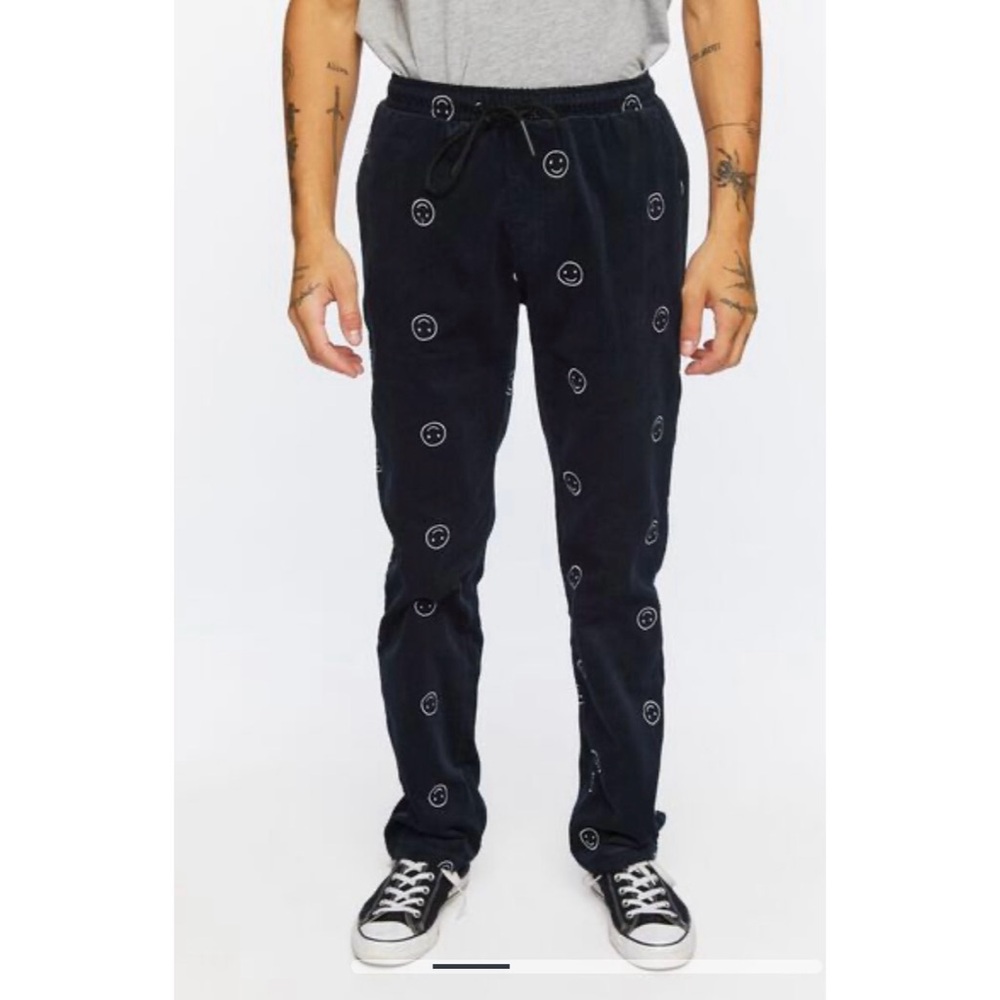 NWT Forever 21 Men Happy Face Corduroy Drawstring Pants